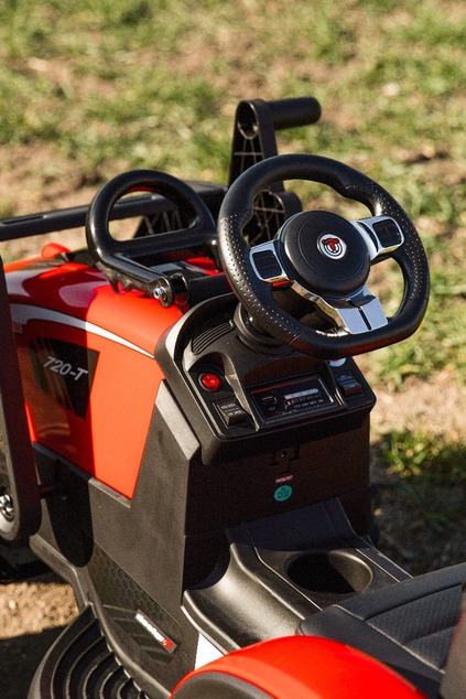 Electric tractor TOP-WORKER 12V with buckets and trailer, Single seat, red, soft PU seat, MP3 Player