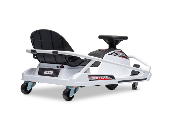 Beneo Motors Drift Electric Go-Kart 24V, White, 300W Brushless Motor, Lithium Battery, Drift Mode wi