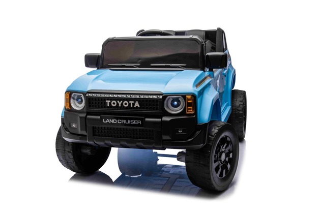 Electric ride-on car Toyota Landcruiser 12V, blue, wide single seat, 2.4 GHz remote control, USB / A