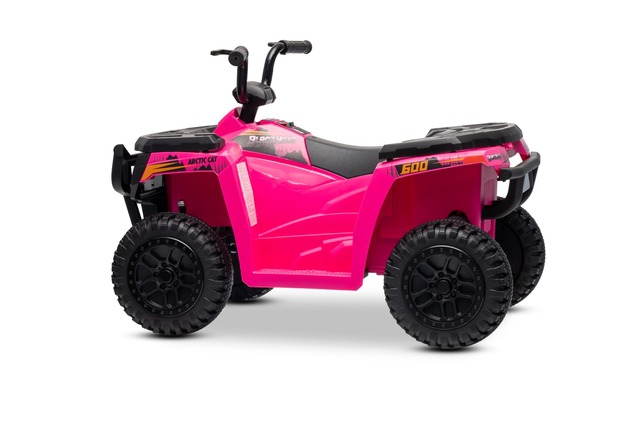 Licensed electric Ride-on quad Arctic Cat 12V with rear wheel drive, pink, LED lights, Lithium batte