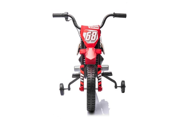 Electric Ride-on MOTOCROSS, Red, 12V battery, EVA soft wheels, Leather seat, 2 x 25W Engine, Suspens