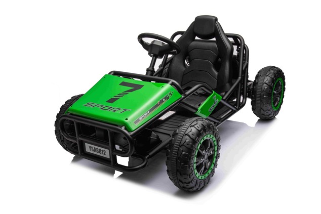Electric Ride-on SPORT-CART 24V, green, Soft EVA wheels, Leatherette seat, 2 x 50W Motor, 24V Batter
