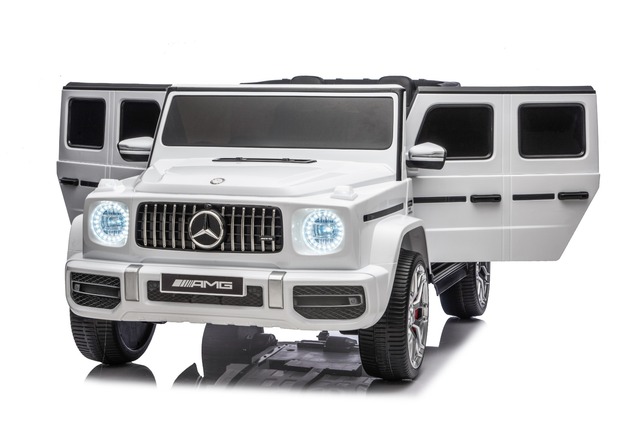 Electric Ride-on car Mercedes-Benz G63 AMG 4x4 Two-seater 24V, white, MP3 Player with USB/AUX and Bl