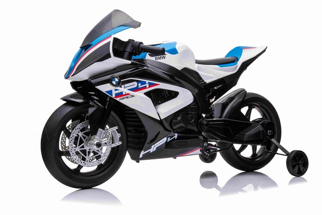 Electric Motorbike BMW HP4 RACE 12V, Licensed, white, 12V battery, EVA soft wheels, 2 x 35W Engines,