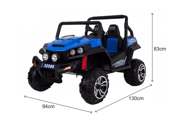 Electric Ride-On Toy Car RSX Blue - 2.4Ghz, 2x12V, 4 X MOTOR, remote control, two-seats in leather, 