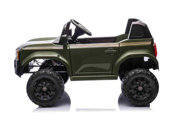 Electric ride-on car Toyota Landcruiser 12V, military green, wide single seat, 2.4 GHz remote contro