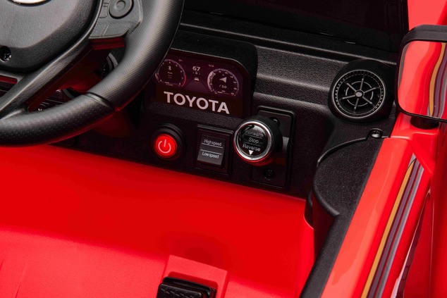 Electric ride-on car Toyota Landcruiser 12V, red, wide single seat, 2.4 GHz remote control, USB / AU