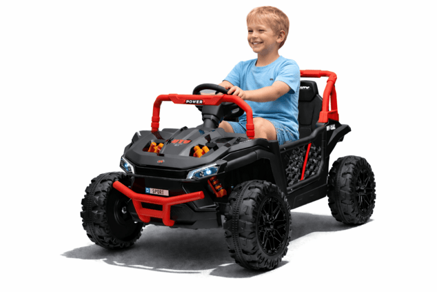 Electric ride-on car UTV Small 12V, black, Rear wheel drive, 12V battery, Plastic wheels, Wide doubl