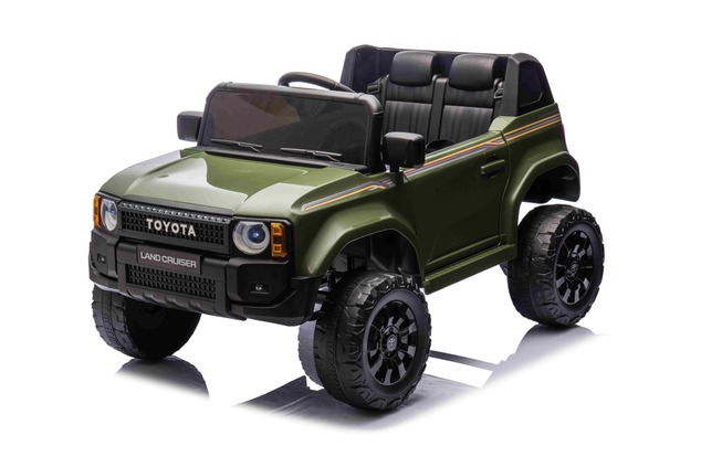Electric ride-on car Toyota Landcruiser 12V, military green, wide single seat, 2.4 GHz remote contro