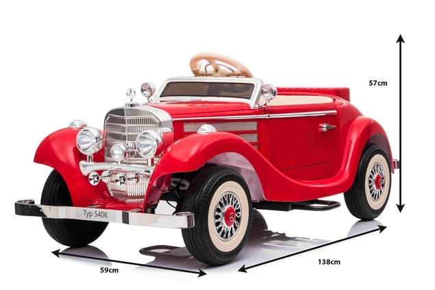 Electric Ride-On Toy Car Mercedes-Benz 540K, Red, Local parental control by Steering wheel, 2.4Ghz R