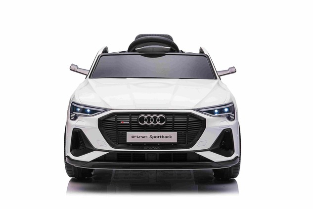 Electric Ride-on car Audi E-tron Sportback 12V, white, wide single seat with three-point seat belt, 