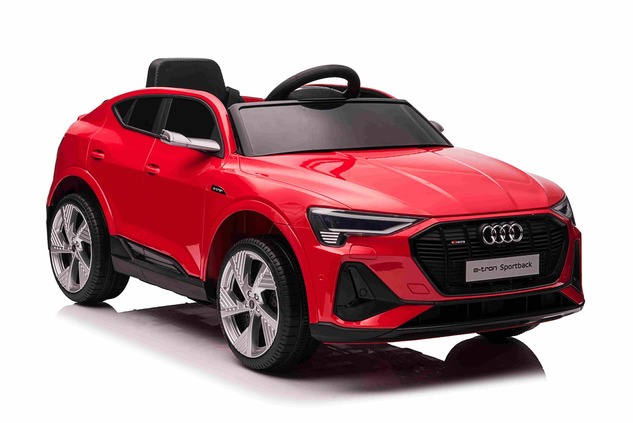 Electric Ride-on car Audi E-tron Sportback 12V, red, wide single seat with three-point seat belt, 2.