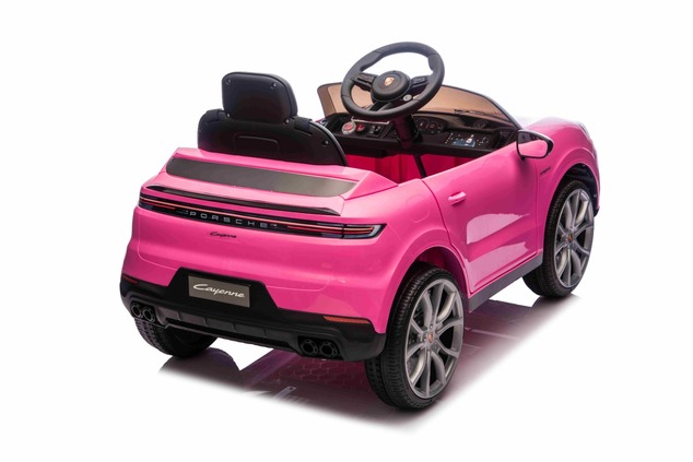 Auto elettrica per bambini Porsche Cayenne 12V con trazione posteriore - con licenza (1 posto), rosa