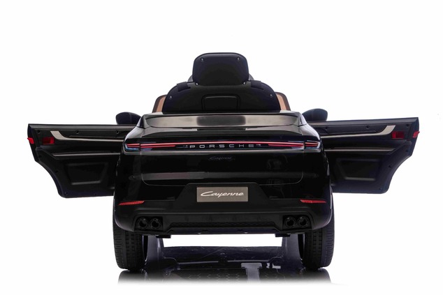 Auto elettrica per bambini Porsche Cayenne 12V con trazione posteriore - con licenza (1 posto), nero