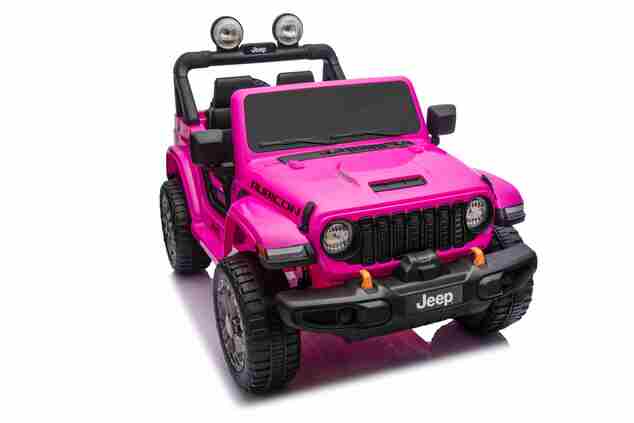JEEP Wrangler elektrické autíčko pro děti, Růžová, Dvoumístné kožené sedadlo, Rádio s Bluetooth a USB vstupem, 4x4 | D