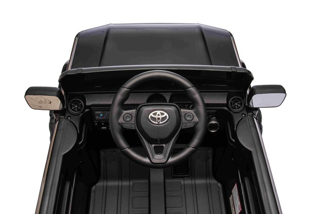 Electric ride-on car Toyota Landcruiser 12V, black, wide single seat, 2.4 GHz remote control, USB / 