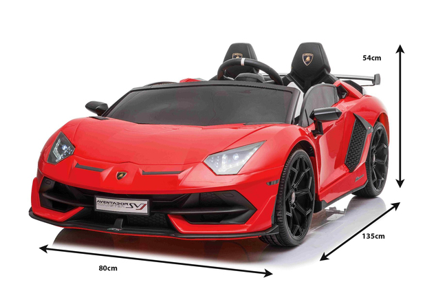 Electric Ride on Car Lamborghini Aventador 12V for two users, Red, Vertical opening doors, 2 x 12V E