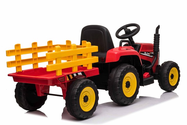 Electric Tractor WORKERS with trailer, red, Rear wheel drive, Lithium Battery, Plastic wheels, wide 