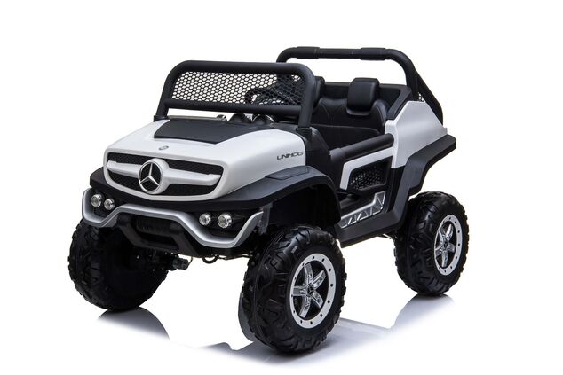 Electric Ride-On Toy Car Mercedes-Benz UNIMOG - White, 2.4Ghz Remote controller, 4 X 4, two-seats, S