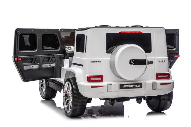 Electric Ride-on car Mercedes-Benz G63 AMG 4x4 Two-seater 24V, white, MP3 Player with USB/AUX and Bl
