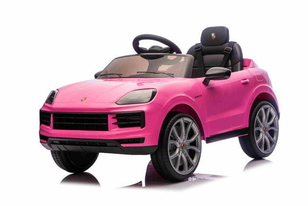 Auto elettrica per bambini Porsche Cayenne 12V con trazione posteriore - con licenza (1 posto), rosa