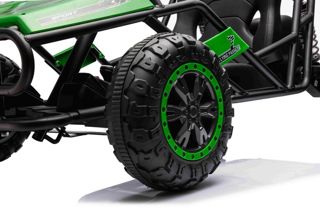 Electric Ride-on SPORT-CART 24V, green, Soft EVA wheels, Leatherette seat, 2 x 50W Motor, 24V Batter