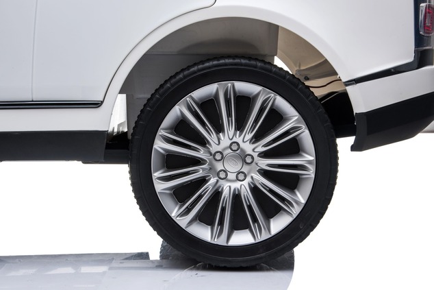 Electric Ride-On Range Rover, White, Double Leather Seat, LCD Display with USB Input, 4x4 Drive, 2x