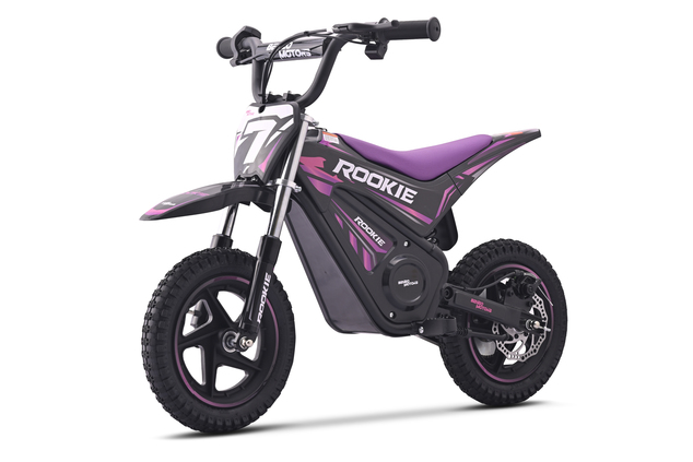 Pocket bike eléctrica para niños ROOKIE 24V (12"), batería de litio, motor brushless 250 W, freno de disco