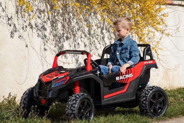 Electric Ride-on car UTV XXL 24V, white, two-seater, Engine with differential, Inflatable rubber whe
