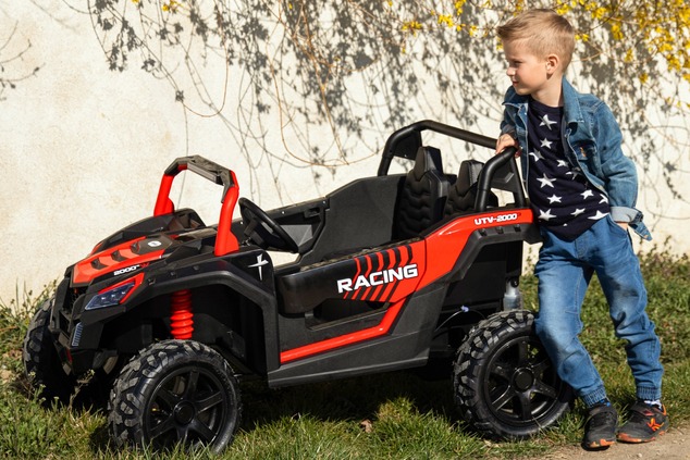 Electric Ride-on car UTV XXL 24V, green, two-seater, Engine with differential, Inflatable rubber whe
