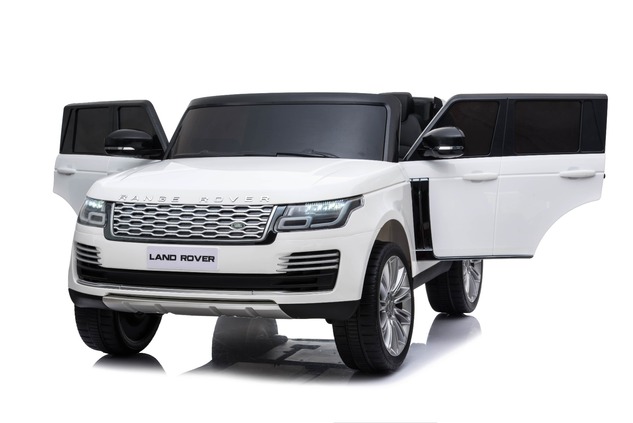 Electric Ride-On Range Rover, White, Double Leather Seat, LCD Display with USB Input, 4x4 Drive, 2x