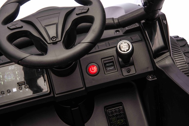 Electric Ride-on car Kawasaki TERYX KRX 1000 12V, black, single seat, rear axle suspension, 2.4 Ghz 