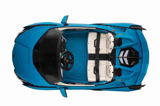 Electric Ride-on car Lamborghini Sian 4X4, blue, 12V, 2.4 GHz remote control, USB / AUX Input, Bluet