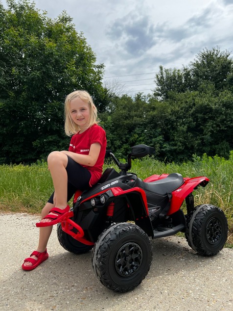 Can-am Renegade electric Ride-on quad, green, single seater, front and rear suspension, LED lights, 