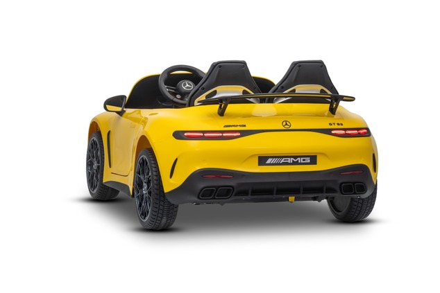 Electric Ride-on car Mercedes GT63 AMG 24V with 4x4 drive, yellow, Two-seater, Adjustable driver's s