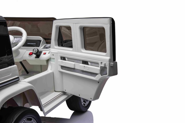 Electric Ride-on car Mercedes-Benz EQG 12V, white, LED underlighted body parts, Functional front and