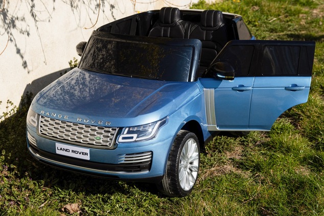 Electric Ride-On Range Rover, Blue Painted, Double Leather Seat, LCD Display with USB Input, 4x4 Dri