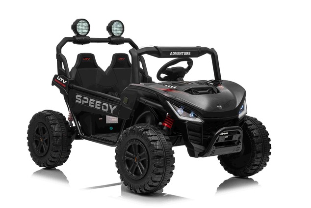 Electric Ride-on car T-REX Ride 4x4 Two-seater 24V, black, MP3 Player with USB/AUX input, 4x4 drive,