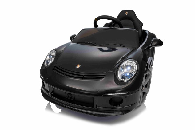 Electric Ride-on car RUF GT 12V, black, Opening doors, 2.4 GHz remote control, LED lights front and 