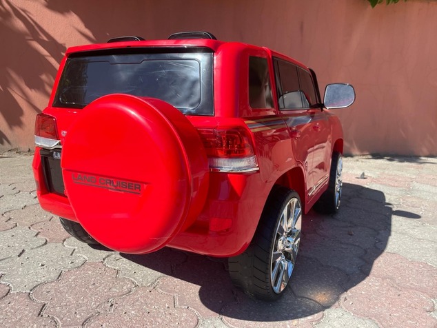 Electric Ride on Car Toyota Landcruiser 12V, RED, Leatherette seat, 12V/7AH Battery, Opening doors, 