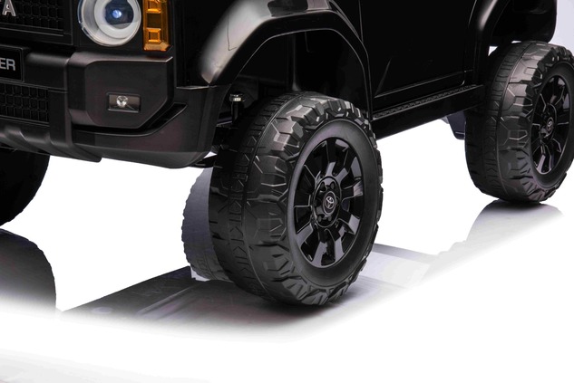 Electric ride-on car Toyota Landcruiser 12V, black, wide single seat, 2.4 GHz remote control, USB / 