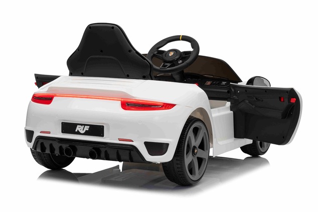Electric Ride-on car RUF GT 12V, white, Opening doors, 2.4 GHz remote control, LED lights front and 