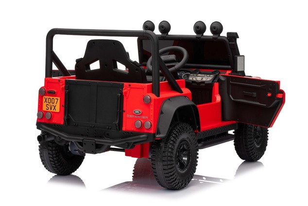 Electric Ride-on car Land Rover Defender 110 SVX 12V, red, 4X4 drive, LED lights, front and rear whe