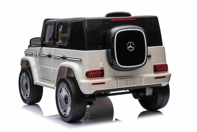 Electric Ride-on car Mercedes-Benz EQG 12V, white, LED underlighted body parts, Functional front and