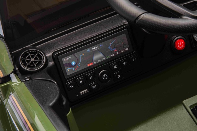 Electric ride-on car Toyota Landcruiser 12V, military green, wide single seat, 2.4 GHz remote contro