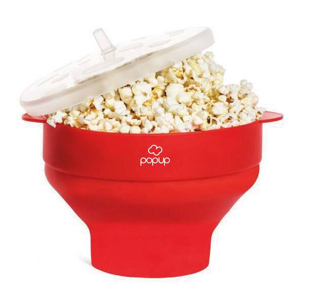 Richard Bergendi PoPuP Microwave Popcorn Popper with Convenient Handles, Silicone Popcorn Maker, Col