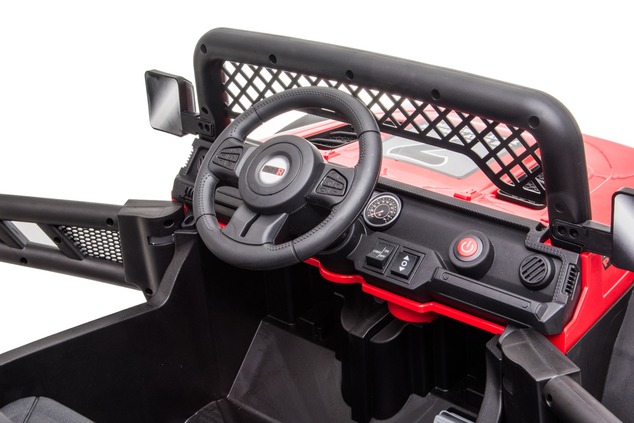 All Ride electric car with rear-wheel drive, red, 12V battery, High chassis, wide seat, Suspension o