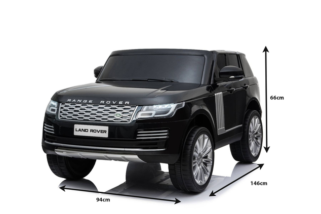 Electric Ride-On Range Rover, Black, Double Leather Seat, LCD Display with USB Input, 4x4 Drive, 2x