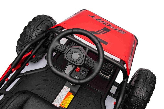 Electric Ride-on SPORT-CART 24V, red, Soft EVA wheels, Leatherette seat, 2 x 50W Motor, 24V Battery,
