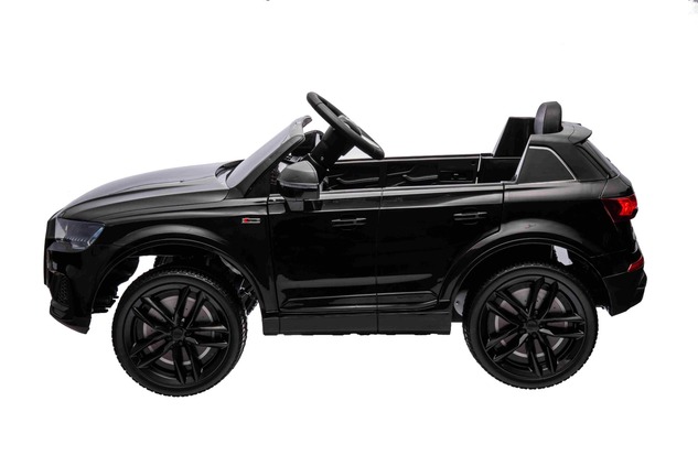 Auto elettrica per bambini Audi Q7 nero, monoposto, sospensione indipendente, batteria 12V, telecoma